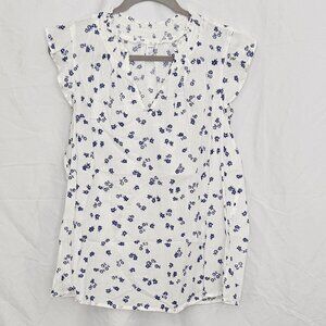 Ruffle-armed, V-neck Blouse